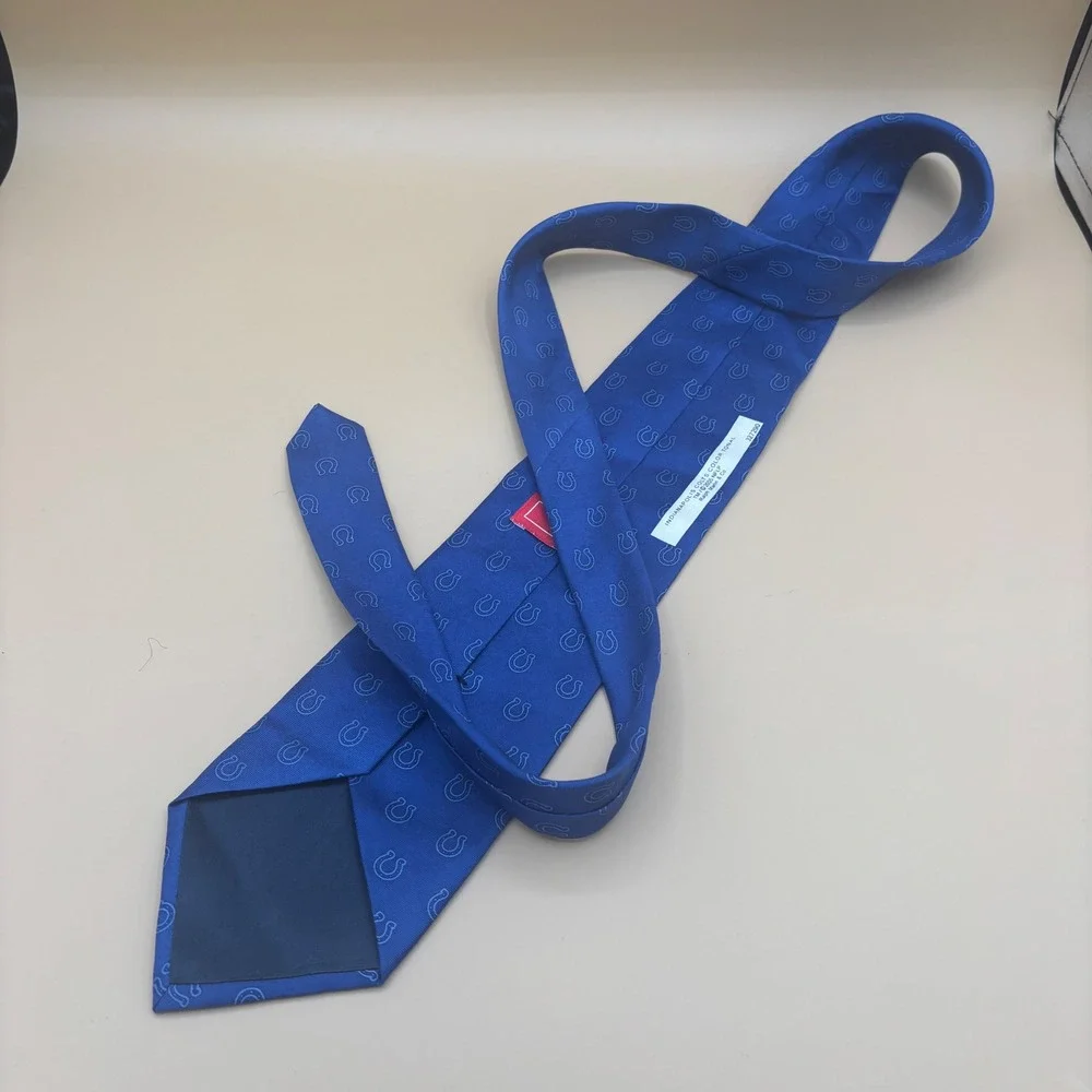 NFL Indianapolis Colts Ralph Marlin Blue Tonal Horseshoe Logo Mens Silk Tie 2005
